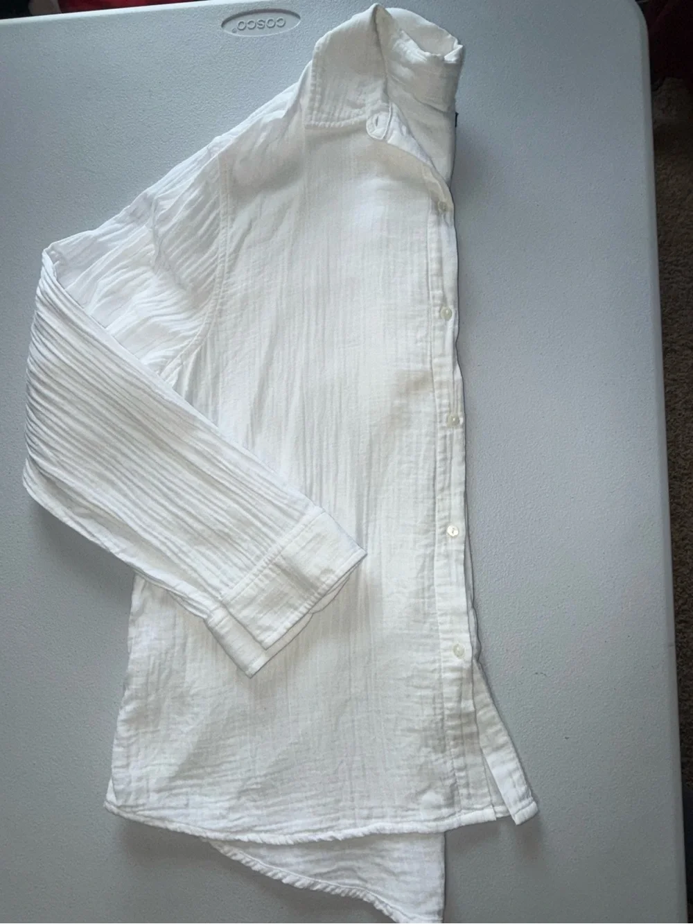 Cotton Gauze Button Down Shirt XL White Long Sleeve Lightweight - Picture 4 of 15